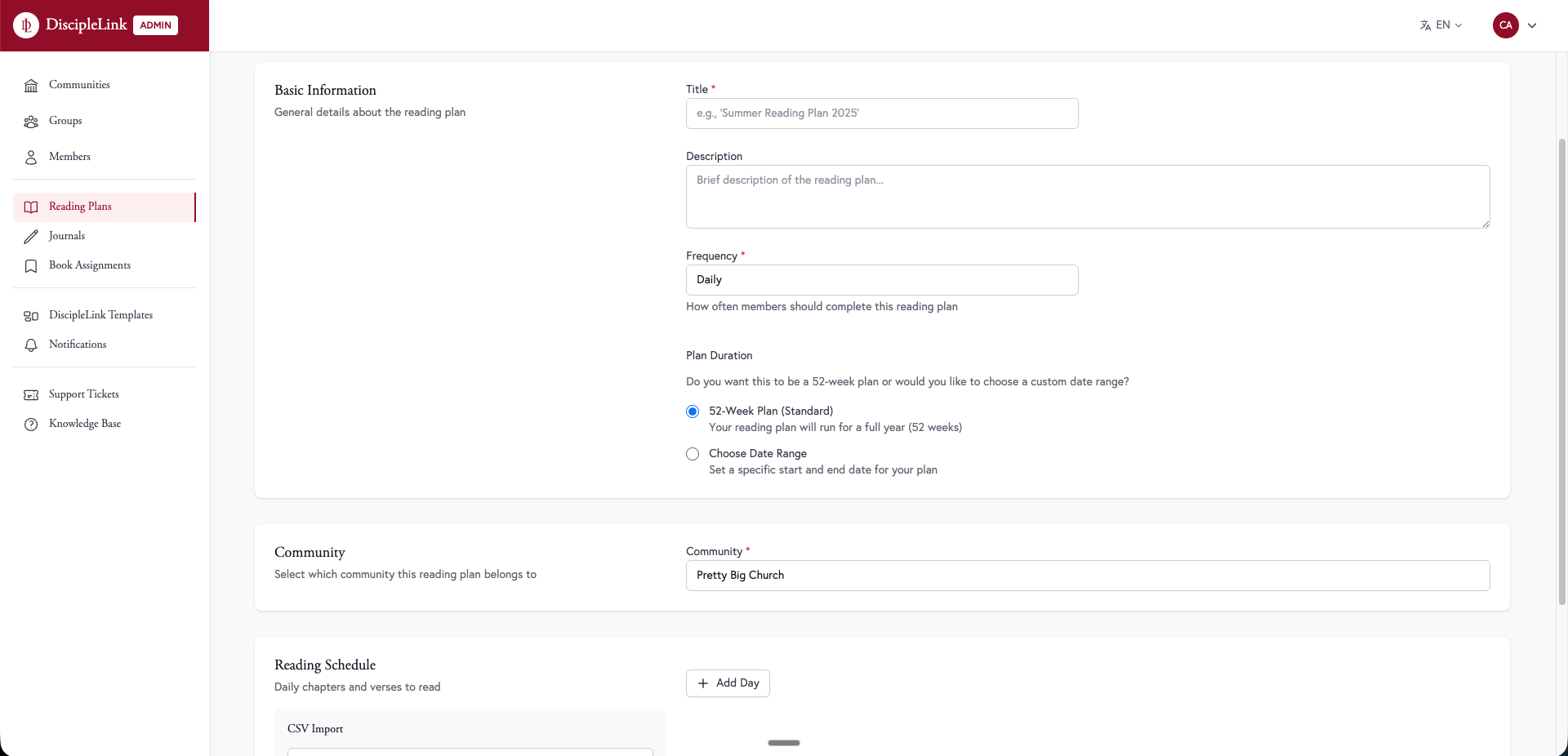 DiscipleLink reading plan view
